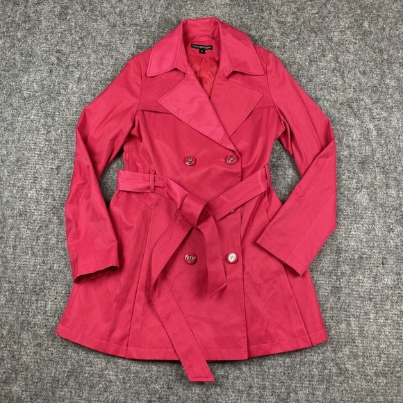Via Spiga Jackets & Blazers - Via Spiga Trench Coat Women Small Pink Belted Pleated Back Barbiecore